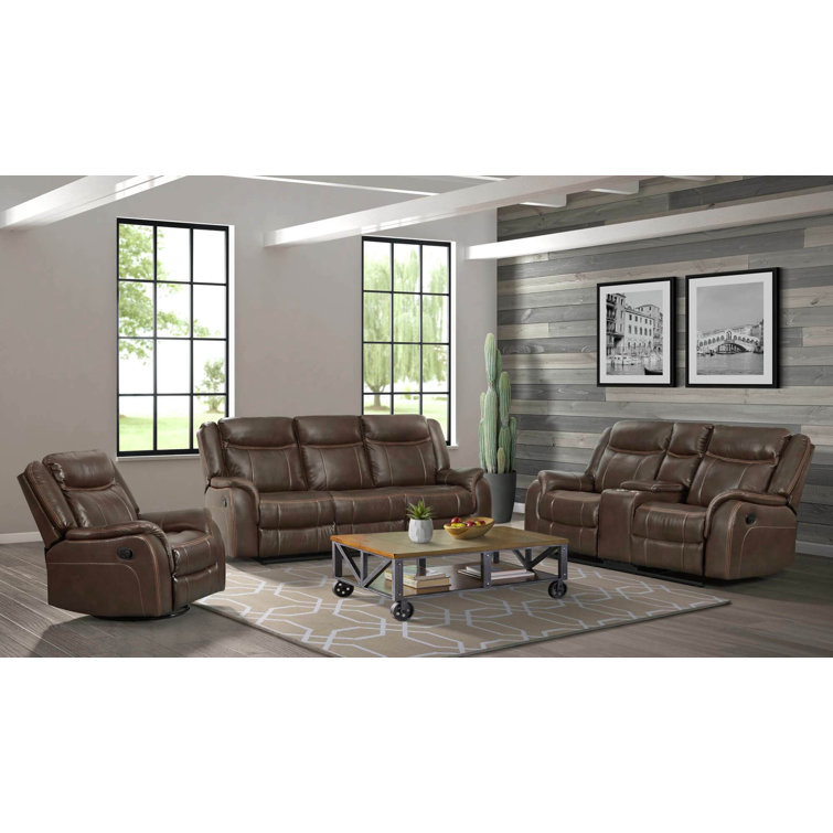Latitude Run® 3 Piece Vegan Leather Reclining Living Room Set Wayfair
